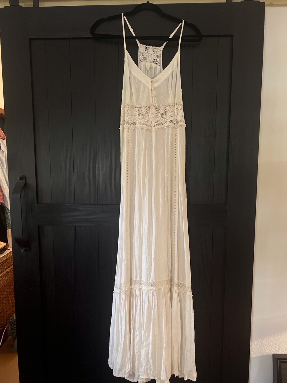 Cream Lace-Bodice Maxi Dress